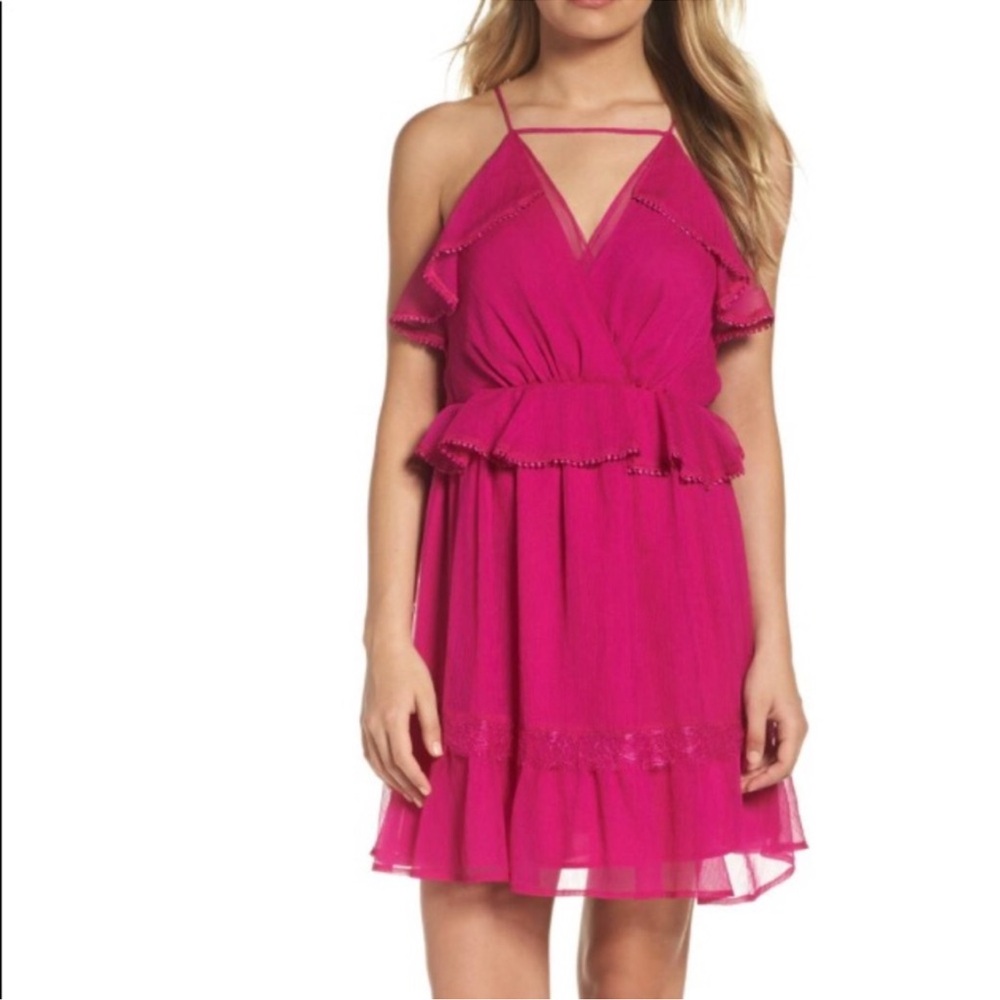 Adelyn Rae pink ruffled mini dress